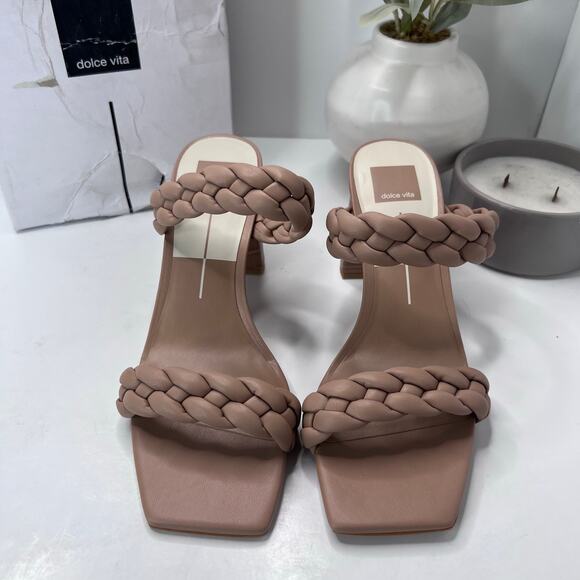 Dolce Vita Paily Croc Embossed Heel Sandal Café Stella Women 10 NWB Square Toe - Picture 5 of 11